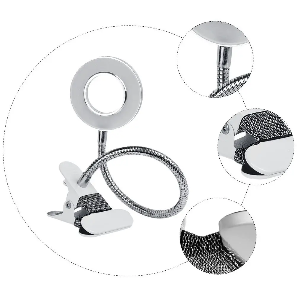 

Светодиодная лампа для маникюра, 1 шт., складная настольная лампа для маникюра, серебристая, с зажимом, портативная, без светодиодов, настольная лампа, инструмент для освещения без теней