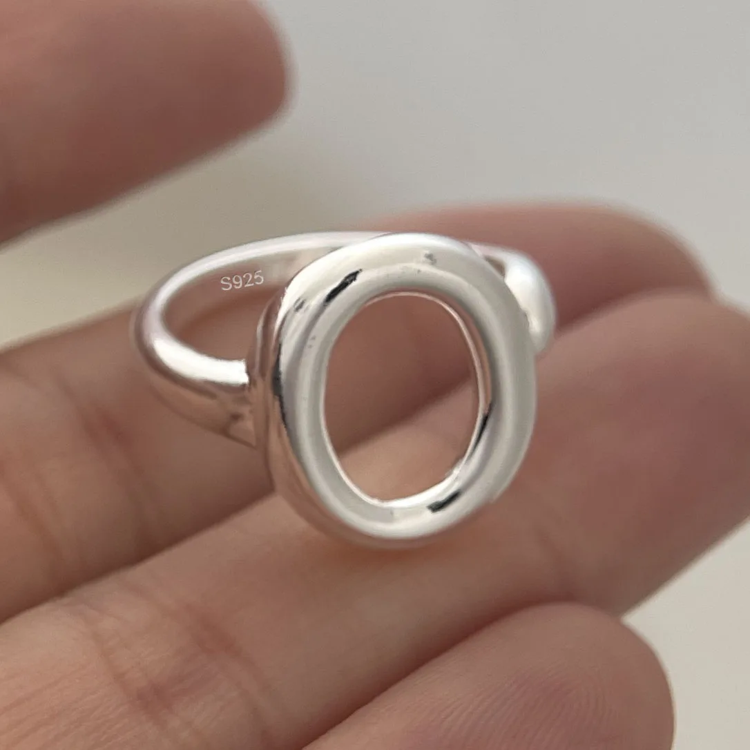 925 Sterling Silver Rings for Women Couple Minimalist Handmade Simple Circle Hollow Ring Party Jewelry Gift Prevent Allergy