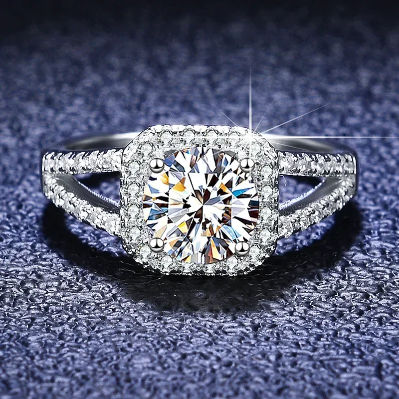 Anéis de platina pt950 originais nunca desbotam, 1ct, redondo, cor d, vvs1, moissanite, diamante, anéis eternos, acessórios de casamento para mulheres