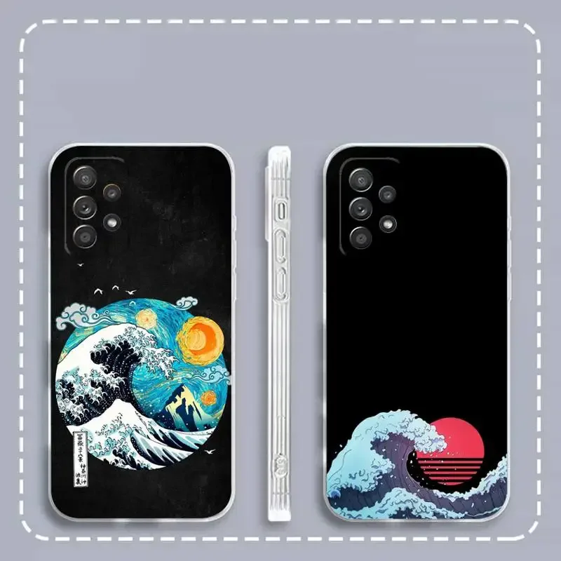 Fashion Japan Wave Kanagawa Phone Case For Samsung Galaxy S 23 22 21 20 10 9 8 7 6 Plus Ultra Edge lite Transparent Soft Cover