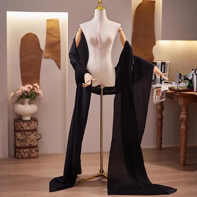 

Women's Fahion Long Black Mesh Pashmina Female Party Performance Show Shawl Cloak Collar R2175