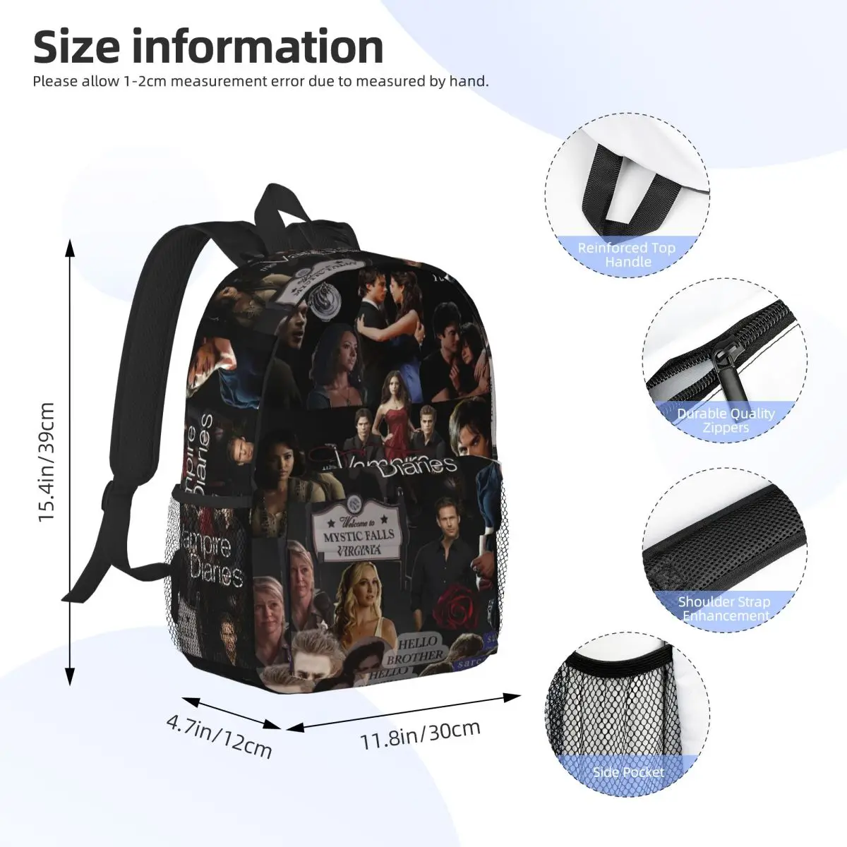 The Vampire Diaries Damon Salvatore Backpack Student BookBag Children School Bag Computer Shoulder Bags for Boys Girls