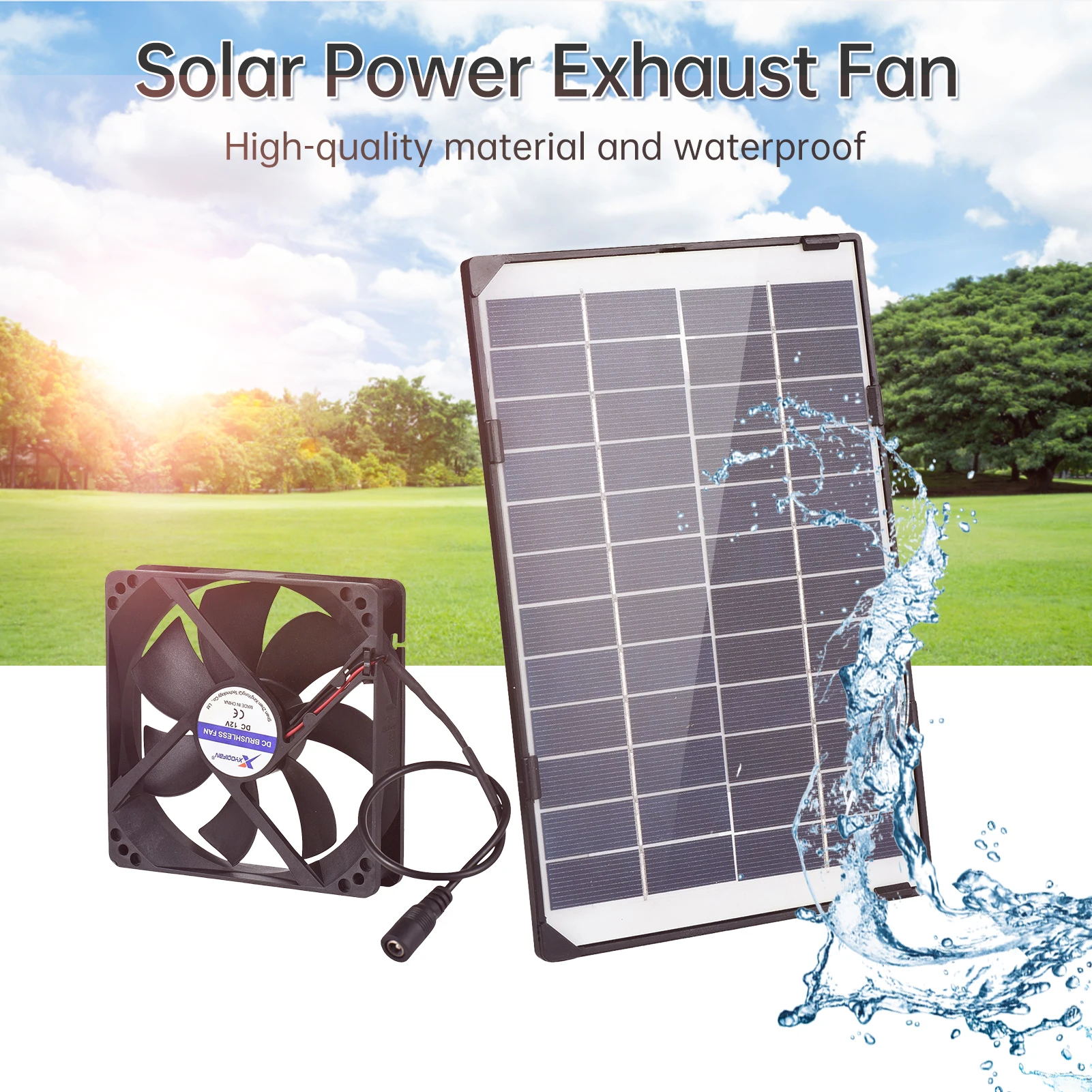 

Mini Solar Powered Fan 6W 12V Solar Exhaust Fan Mini Ventilator Fan for Small Pet Dog House Chicken Coops Greenhouse Sheds