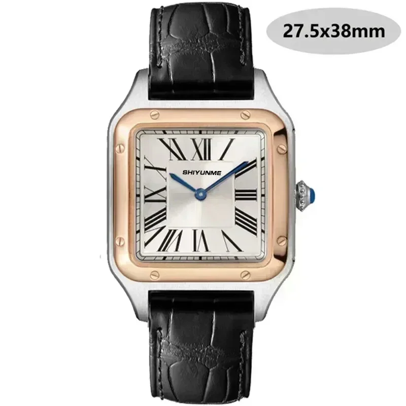WATCH1 Store  High Quality Sapphire Watch Couple Quartz Watch Men And Women Fashion Square Leather Battery Small Square Watch