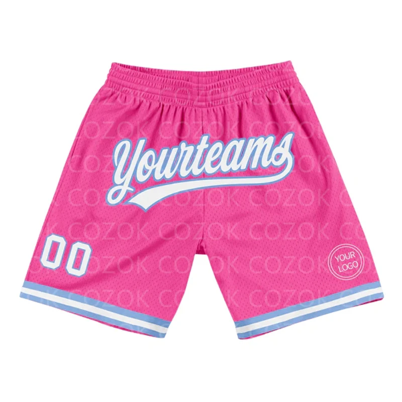 Custom Pink Black Authentic Basketball Shorts 3D Printed Men Shorts Name Mumber Quick Drying Beach Shorts