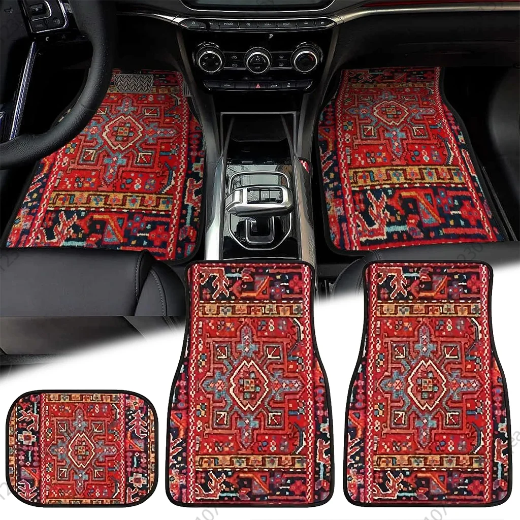 Car Foot Mats Universal Bohemian Style Car Foot Mats Carpet 4 Pieces Dirty Resistant Front and Rear Mats Set Car Accessories