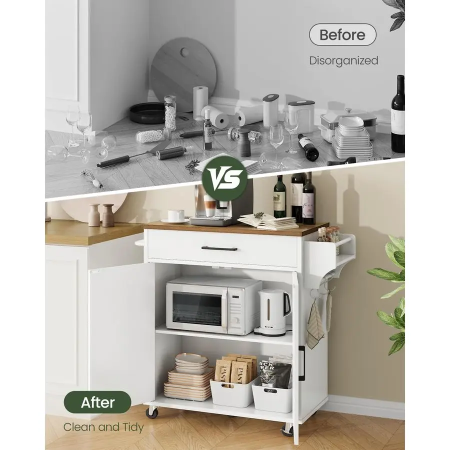 عربة جزيرة مع مساحة تخزين، جزيرة مطبخ مع مخرج طاقة، طاولة مطبخ دوارة مع رف توابل، طاولة خادم بوفيه متنقلة، f