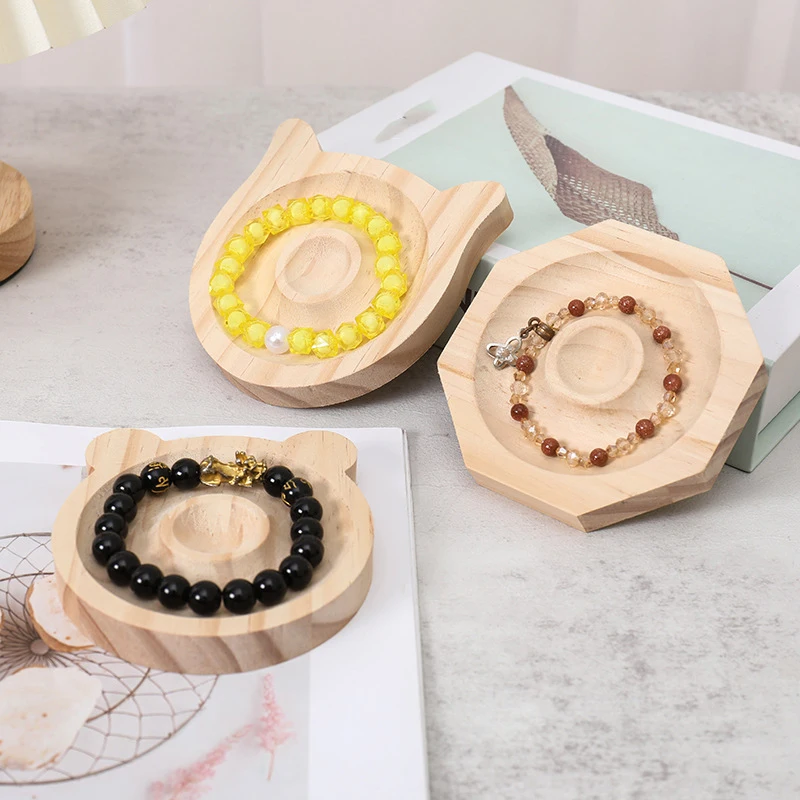 Solid Wood Jewelry Tray Pallet Bracelates Rings Holder Display Plate Case Crafts Gifts Organizer Beaded Showcase Natural Board