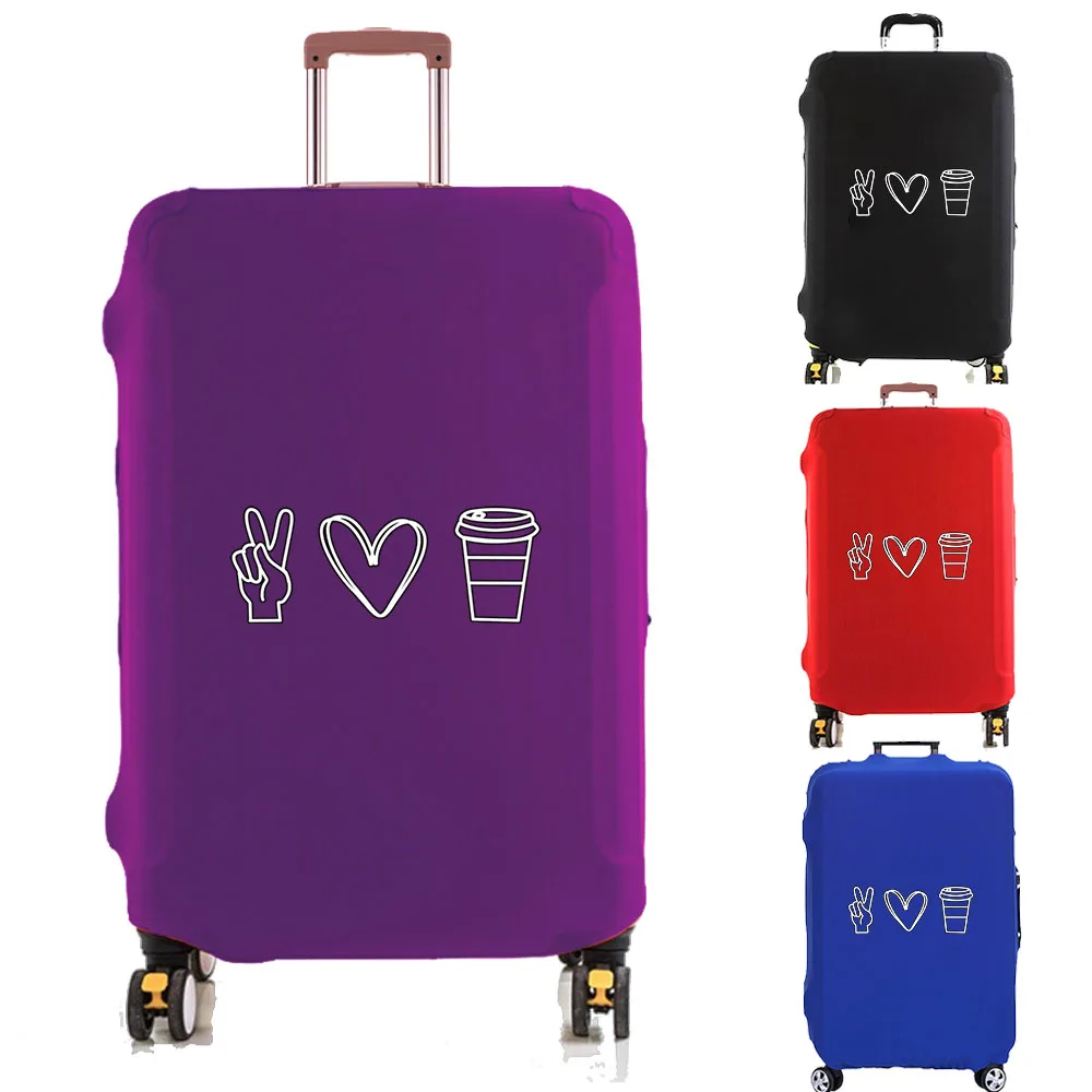 Luggage Cover Suitcase Protector Hand Love Cup Print Thicker Elastic Dust Covered for 18-32 Inch Trolley Case Travel Accessories