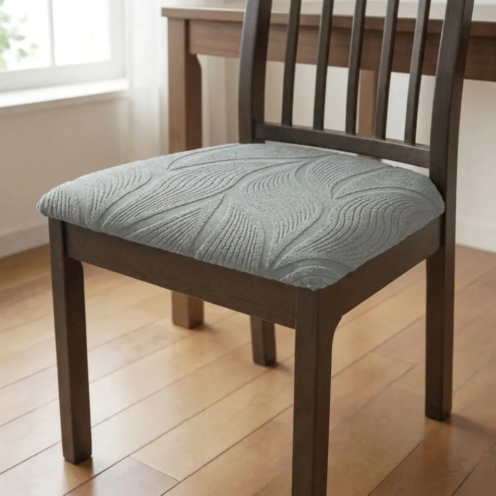 Washable Solid Color Stretch Chair Seat Cover Elastic Anti-Slip Dining Chair Protector Dust-Proof Chair Slipcover Party