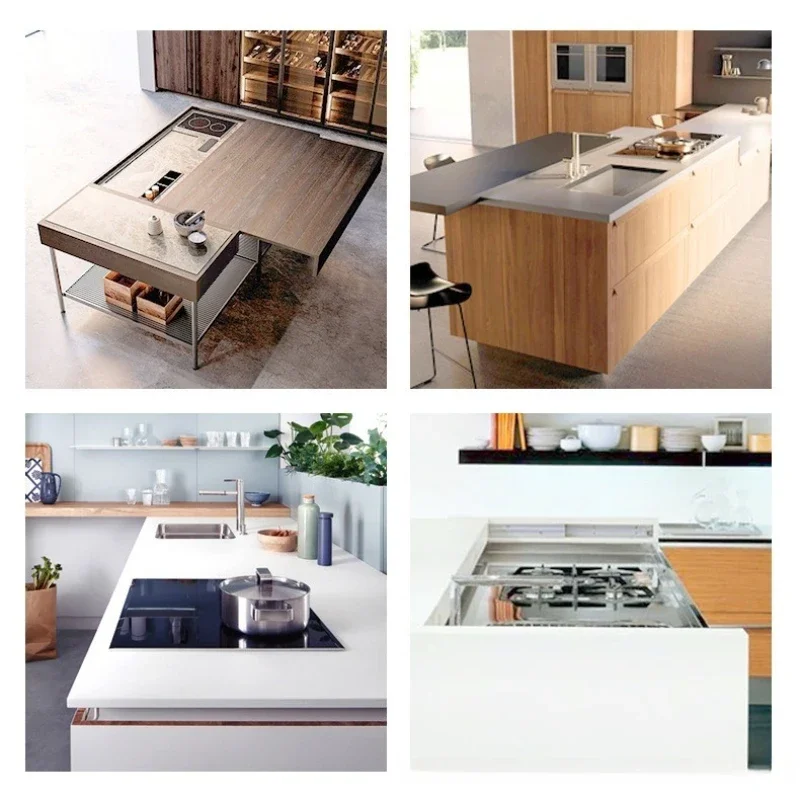 Open Kitchen Dining Table Sliding Rail Side Installation Pull-out Extension Hidden Island Platform Baywindow Aluminum Alloy Rail