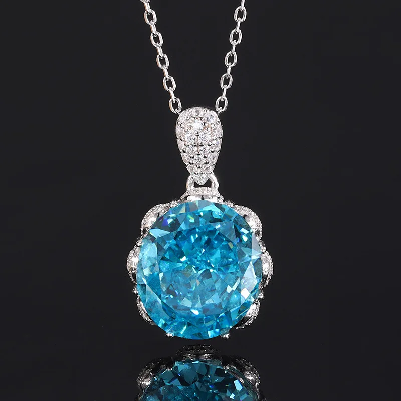 Autumn Winter New Jewelry S925 Silver High Carbon Diamond Sparkling Bud Set Ring Pendant 14*16