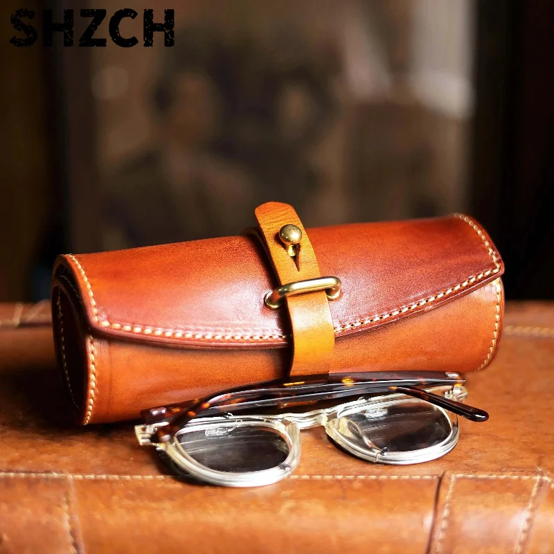 Handmade Vintage Glasses Case Crushproof Sunglasses Holder for Men Women Multifunctional Pencil Pouch Protective Storage Box