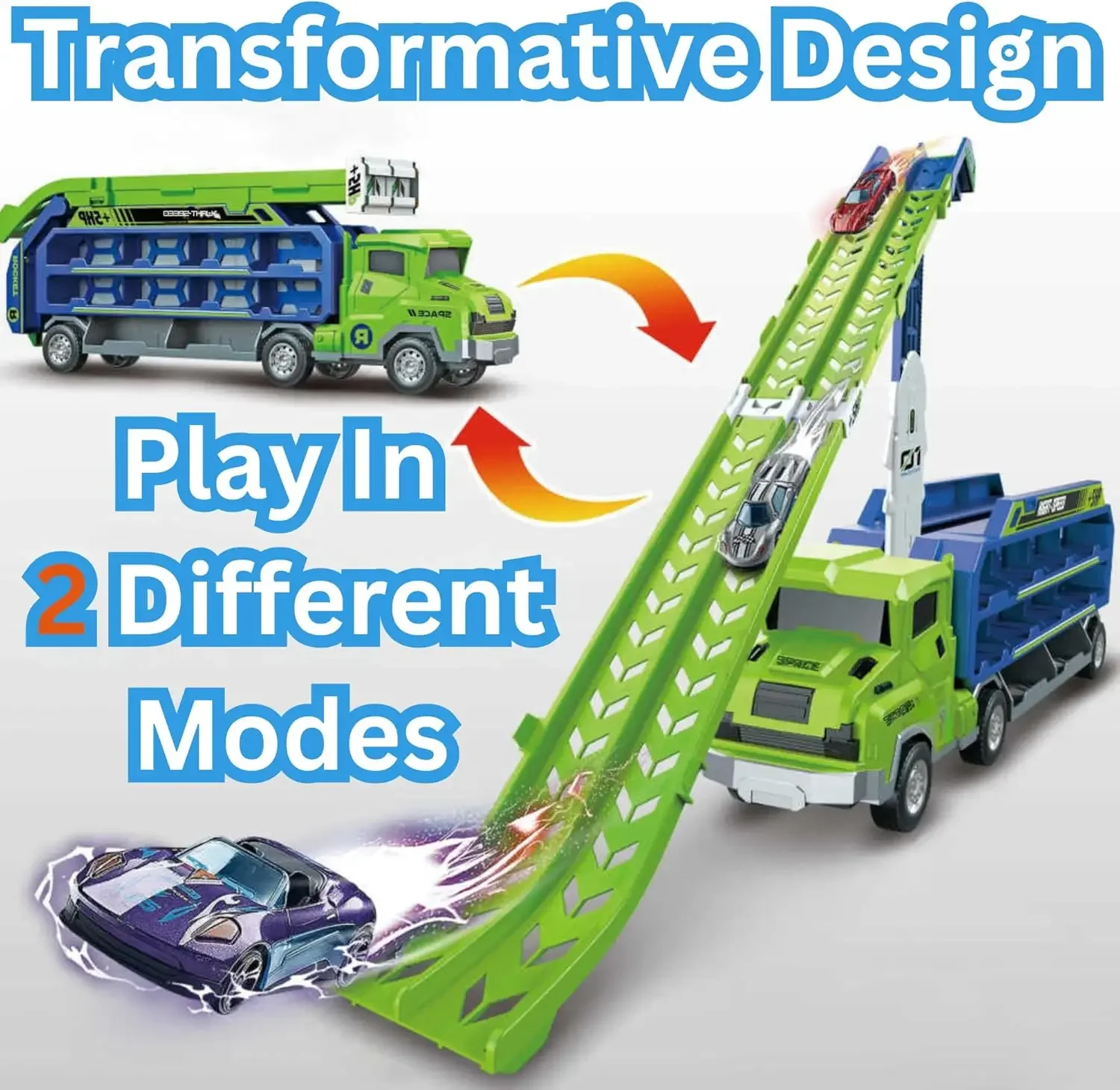 3D Rail Car - Over the Track, High Impact Flying Car - Transformed Inertial Car Puzzle Power Car Toy Set - Alloy Car Toy Set