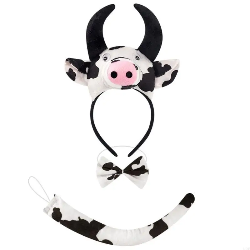 Y3NE Chuột/Lợn/Bò/Khỉ/Cừu/Tygers Đầu Đuôi Bowtie Đuôi Halloween Động Vật Trang Phục Hóa Trang phụ Kiện Dành Cho Trẻ