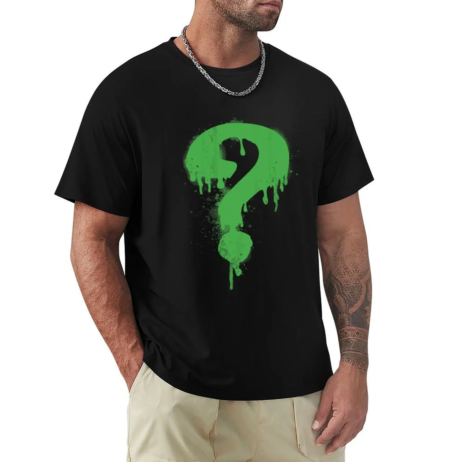riddler question mark T-Shirt Large Size Short Sleeve T-Shirt