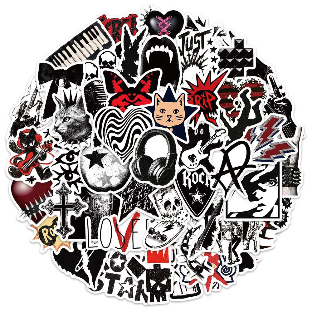 50PCS Punk Rock Culture Fun Stickers DIY Phone Case Postcards Notebook Water Bottle Waterproof Stickers