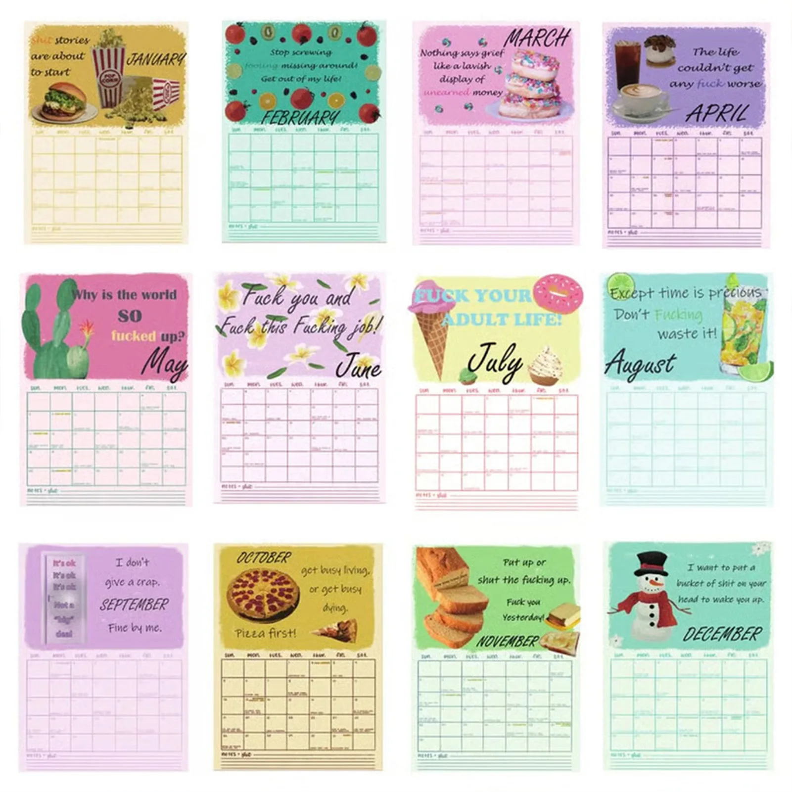 2026 الإبداعية السفينة الدوارة التقويم قوس قزح اللون فريد شهري جدار مخطط مضحك مكتب ديكور المنزل مكتب التقويم دفتر