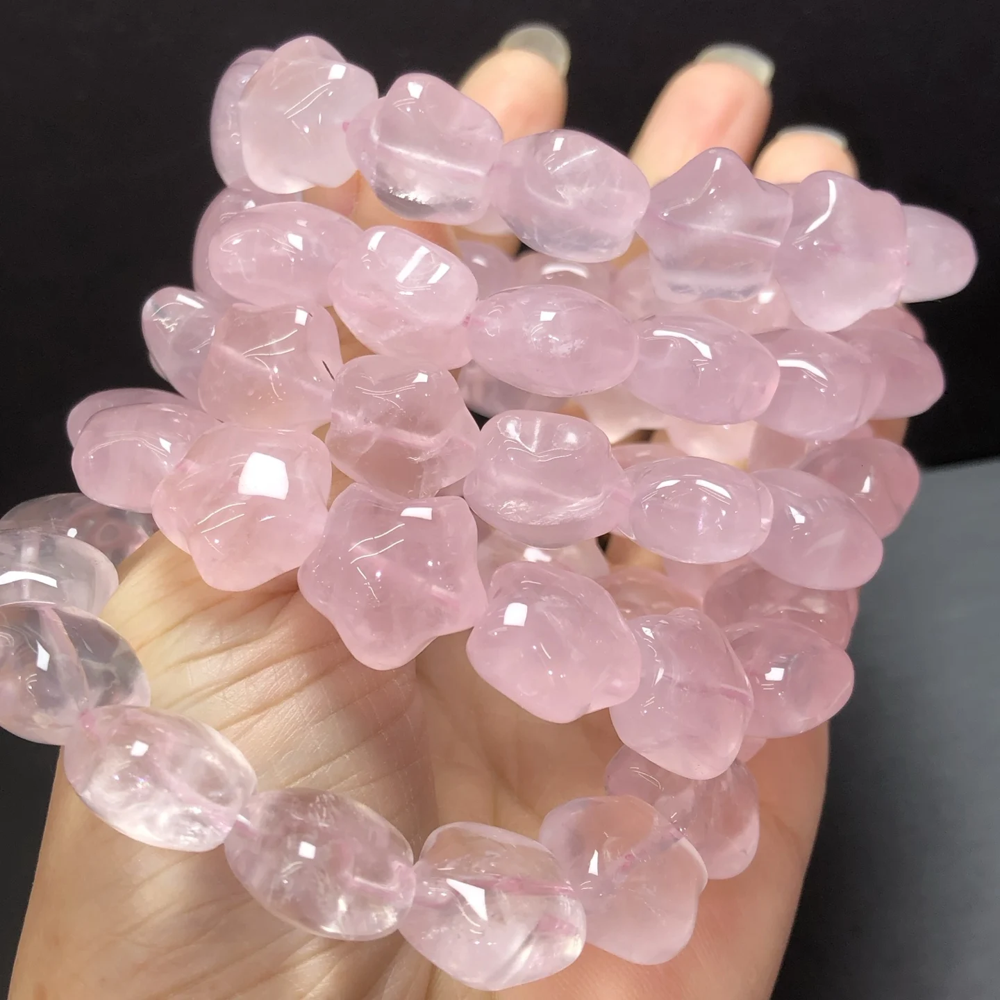 

1 Pc Natural Rose Quartz Star Bracelet Star Beads 14MM Star Beads Reiki Healing Stone Fashion Jewelry Gift For Women Men
