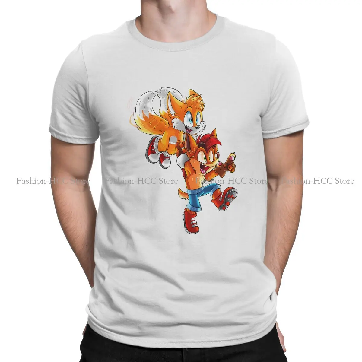 Tails and Crash Style Polyester TShirt Crash Bandicoot Top Quality Creative Clothes  T Shirt