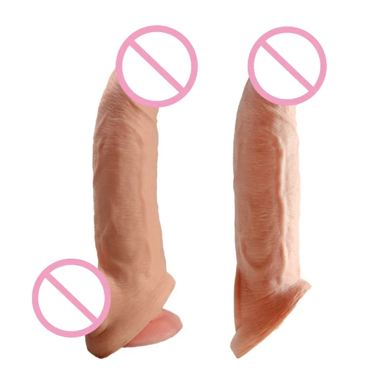 20cm Penis Enlargement Sleeve Penis Extension Resuable Condoms Penis Extender Dalay Time Sex Toys for Men Adult Toys Sex Shop