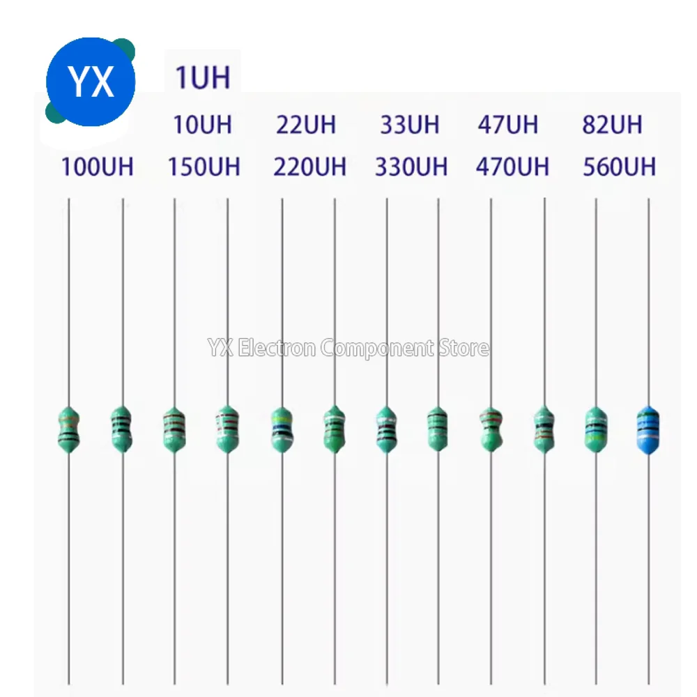 

10 Pcs Color Coded Inductors 1/4W Color Toroidal Inductors Package Color 0307 1UH-560UH Pack of 12 Resistor Values 10 Pcs Each