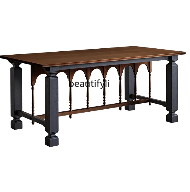 Solid Wood Living Room Large Long Desk Workbench Home Double Desk Dining Desk Integrated Living Room Large Board Table