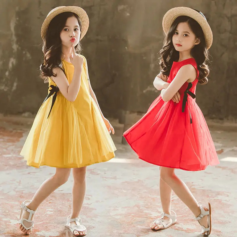 

Girls Dress Summer Baby Princess Dress Sleeveless Fashion Mesh Dress Children Clothes