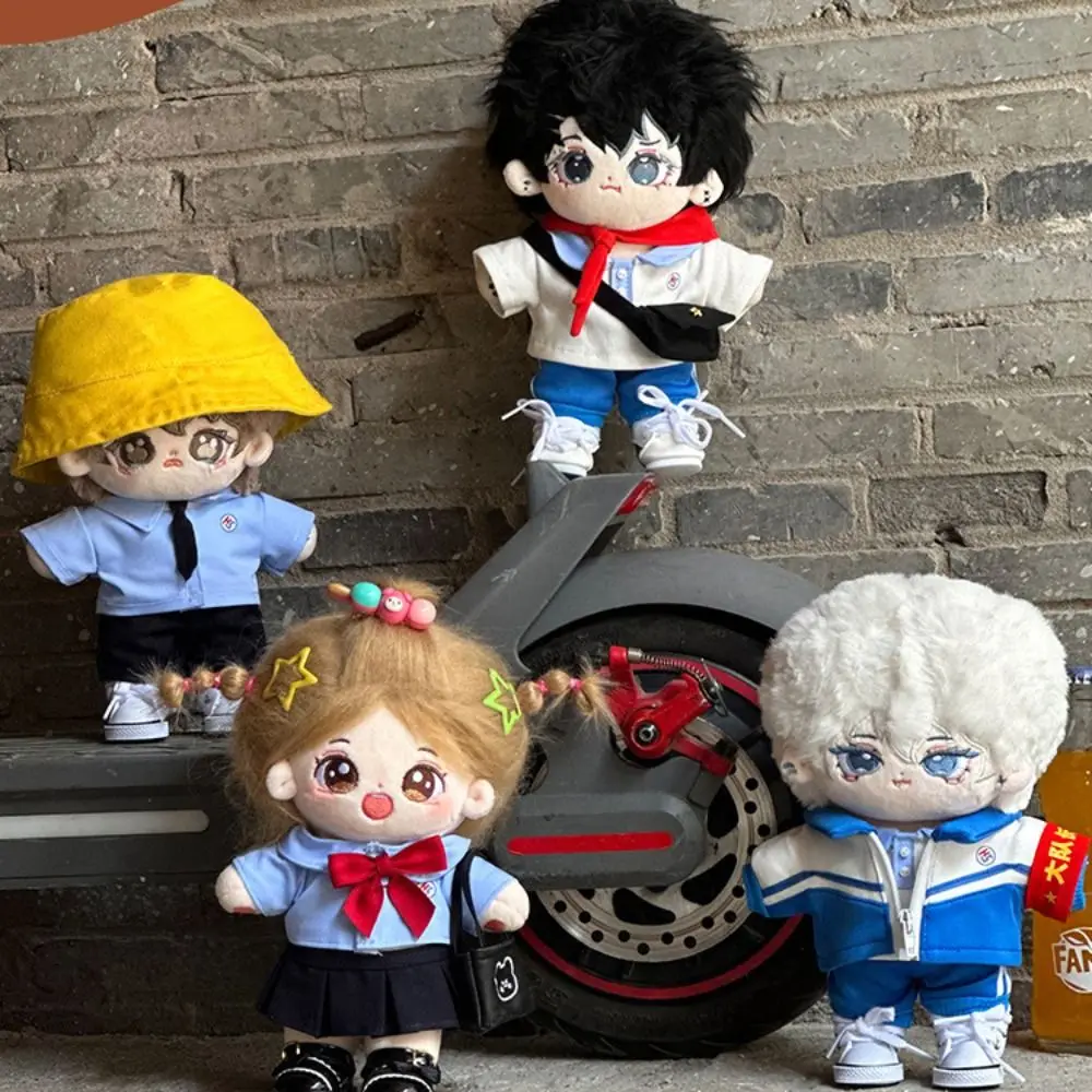 Accesorios de juguete, ropa de muñeca de algodón de 20cm, bolso escolar, ropa DIY, vestido de muñeca de algodón, uniforme escolar, ropa de juguete de peluche