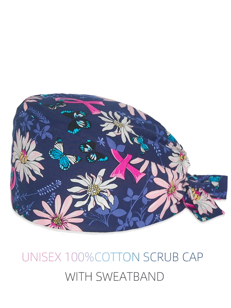 Hospital Medical Print Scrub Caps Cotton Bouffant Women Men Nurse Doctor Dental Clinical Medical Nursing Surgery Hats