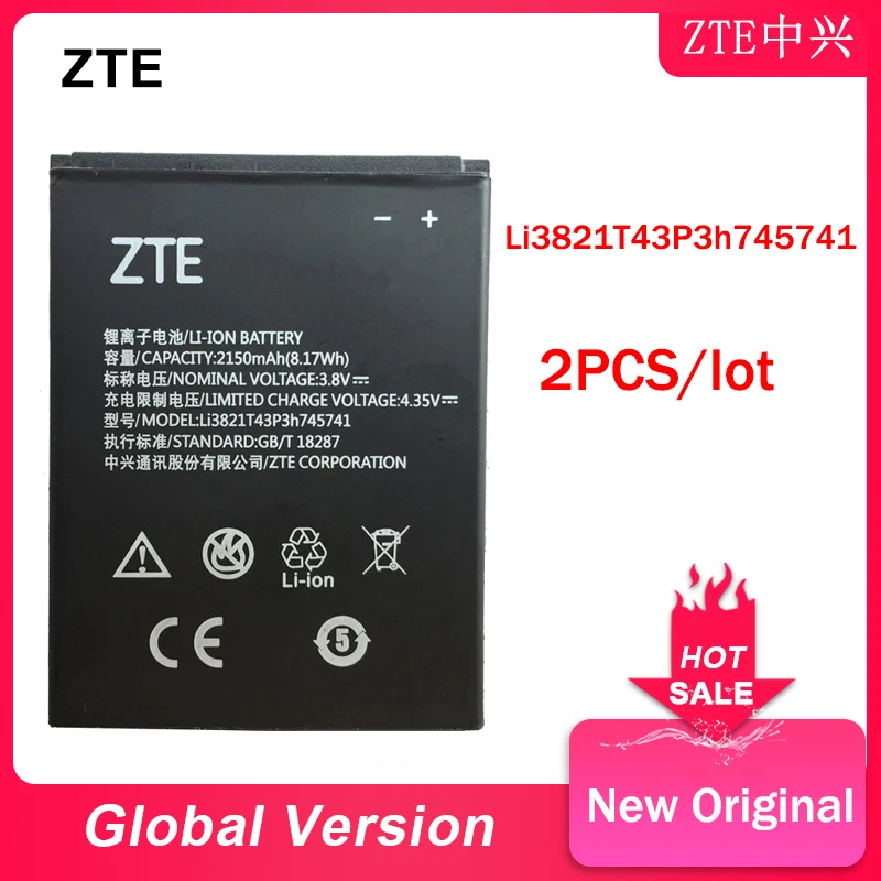 

Original Battery for ZTE Blade L5 Plus, Li3821T43P3h745741, L0510 SS C370, T520 Phone Batteries, New, 2150mAh