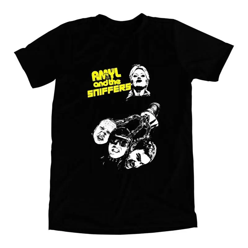

Vtg Amyl and The Sniffers Band World Tour Хлопковая черная футболка в полный размер BT167