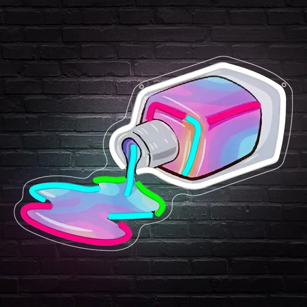 Nail Polish Neon Sign, Nails Led Neon Signs for Wall Decor, Nail Polish Bottle Neon Sign for Salon, Beauty Room, Bedroom, Nail t