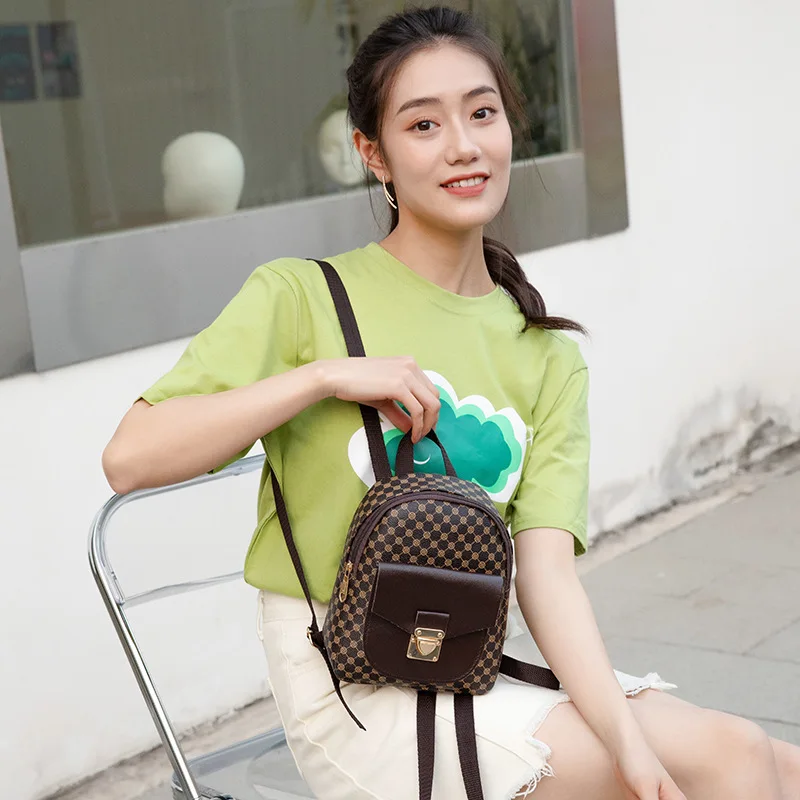 Bag women 2024 new ladies bag fashion casual printing tip lock backpack foreign trade wholesale small schoolbag