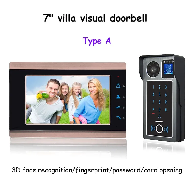 HKM21 Home Villa 3D Face Recognition Fingerprint Swipe Password Visual Color Doorbell Long-distance Intercom