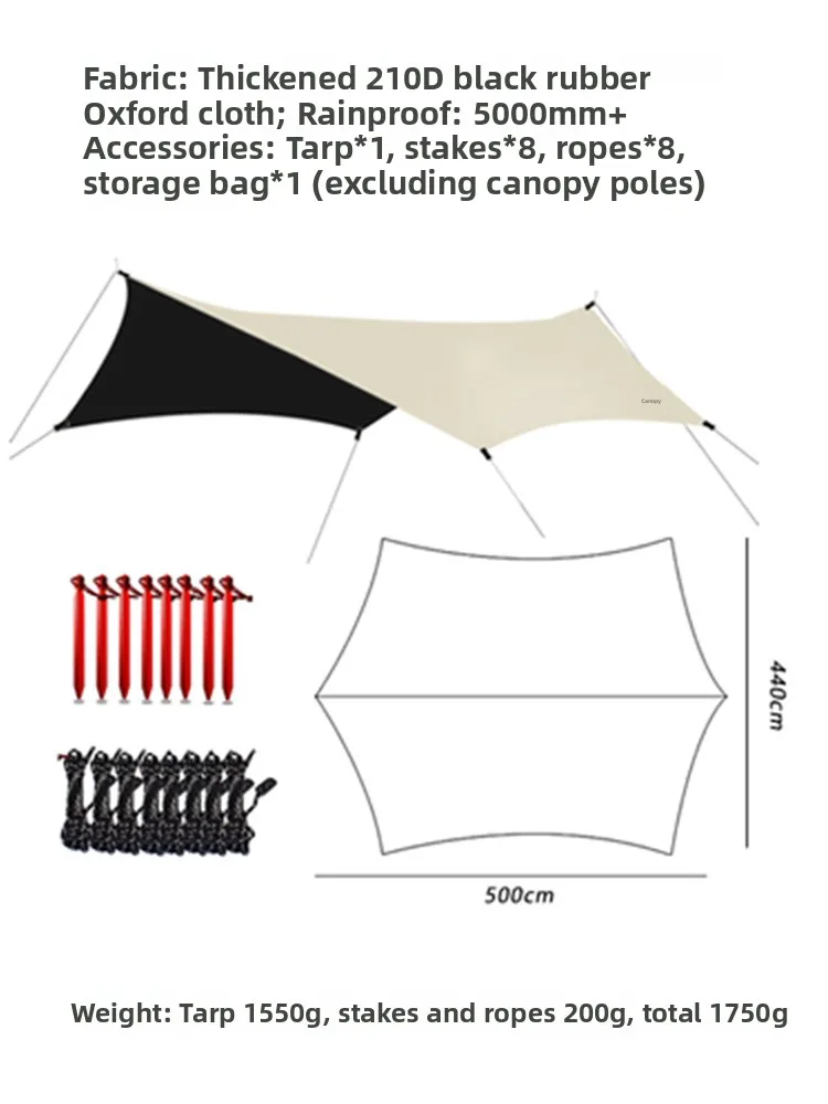 

Aricxi Bla Sle Double-Sided Waterproof UV Protection Sunade Canopy Rainproof Outdoor Cam Travel elter