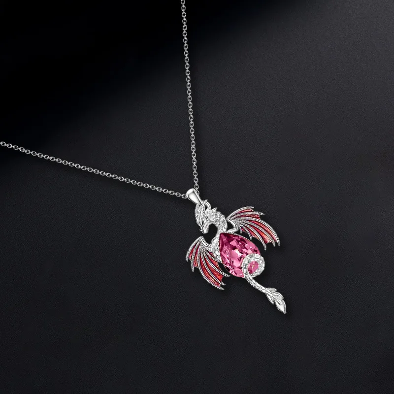Damenmode-Schmuck, Kristall-Herz-Halskette, fliegende Drachen-Anhänger, Halsketten, Schmuck, Schlüsselbein-Kette, Choker, Geschenke – Detail 13