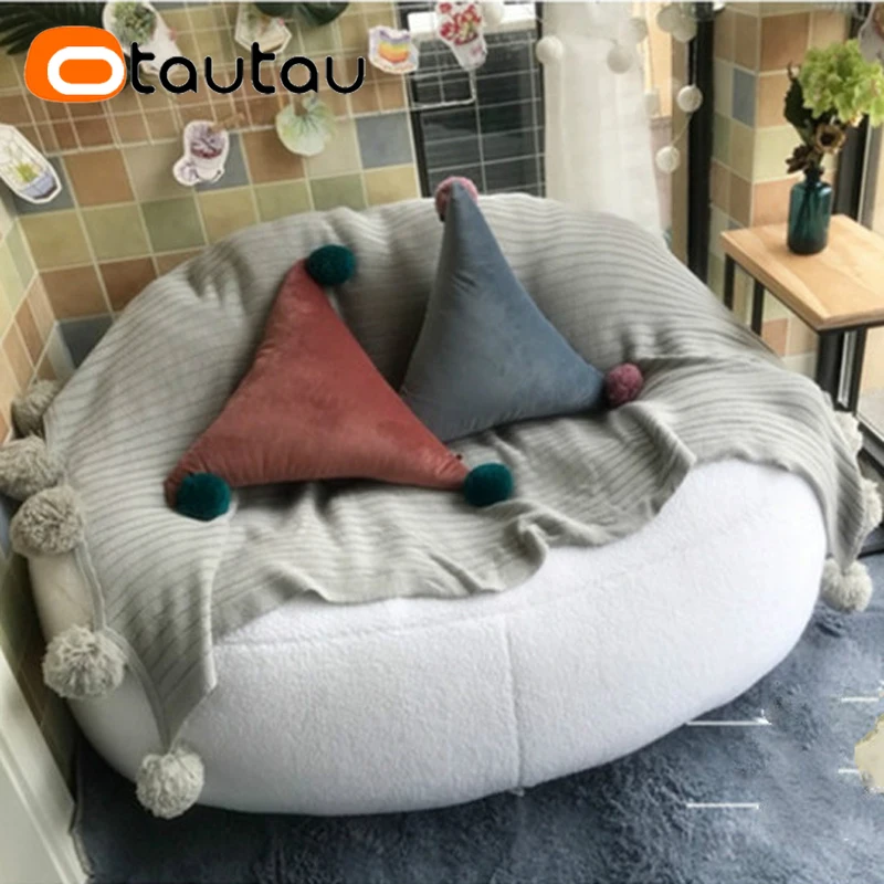 OTAUTAU Bean Bag Sofa Bed Pouf No Filling Stuffed Giant Beanbag Ottoman Relax Lounge Chair Tatami Floor Seat Furniture SF018