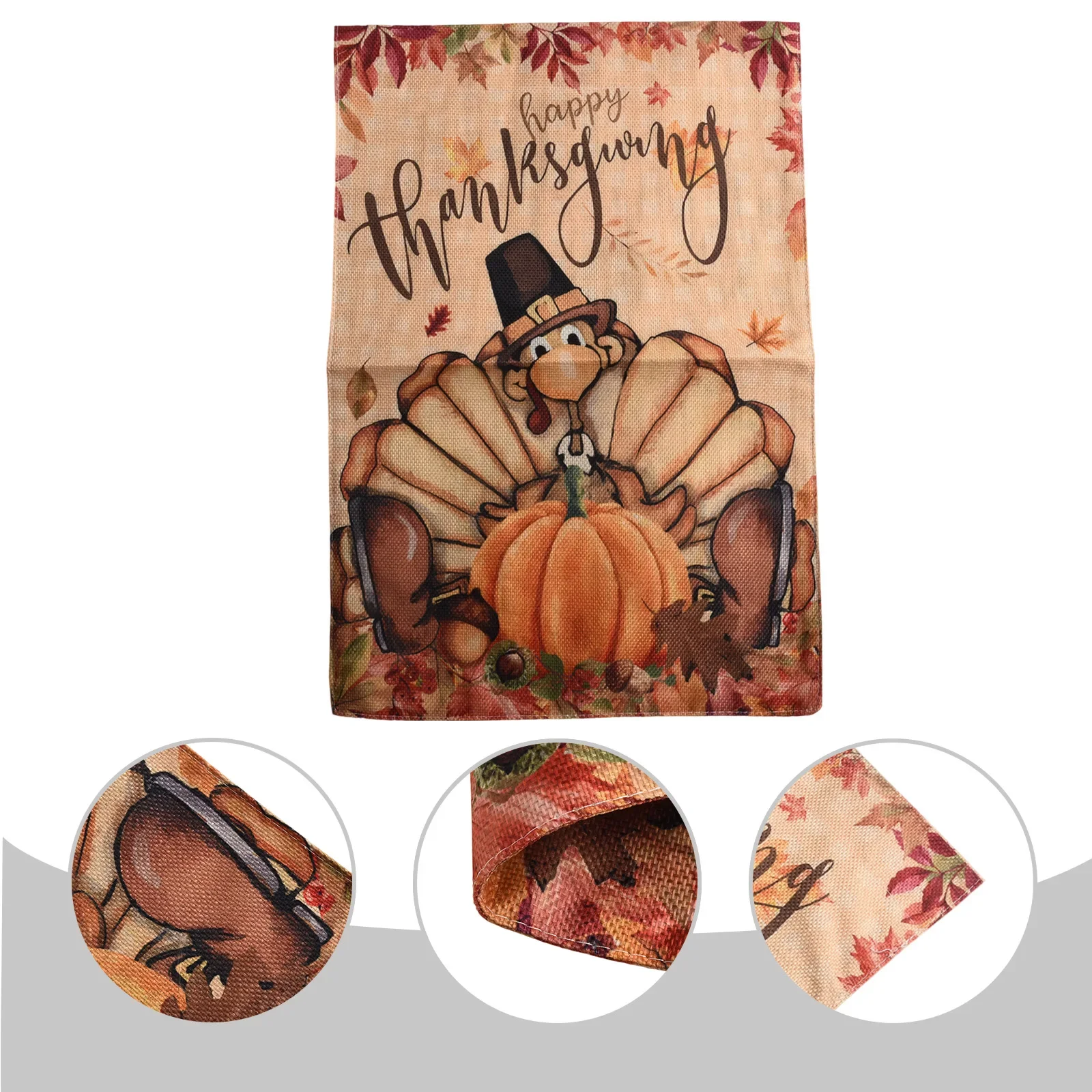 Charming Thanksgiving Outdoor Banner Featuring Colorful Turkey Maple Leaves & Pumpkins for a Joyful Atmosphere