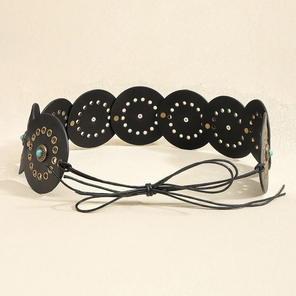 Сверхмощный бирюзовый широкий женский ремень из искусственной кожи в стиле панк с заклепками, пояс Y2k, готическое платье, джинсовый ремень, музыкальный фестиваль