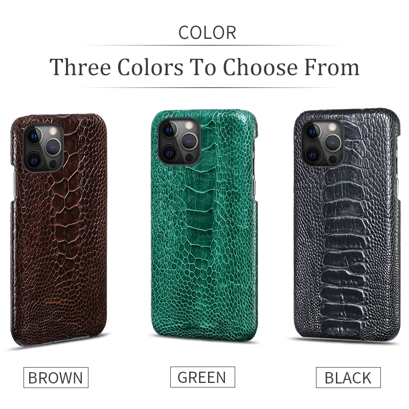 LANGSIDI Luxury Ostrich phone case for iphone 12 pro Genuine leather cover for iphone 12 mini XR X XS max Fundas 11 pro max case