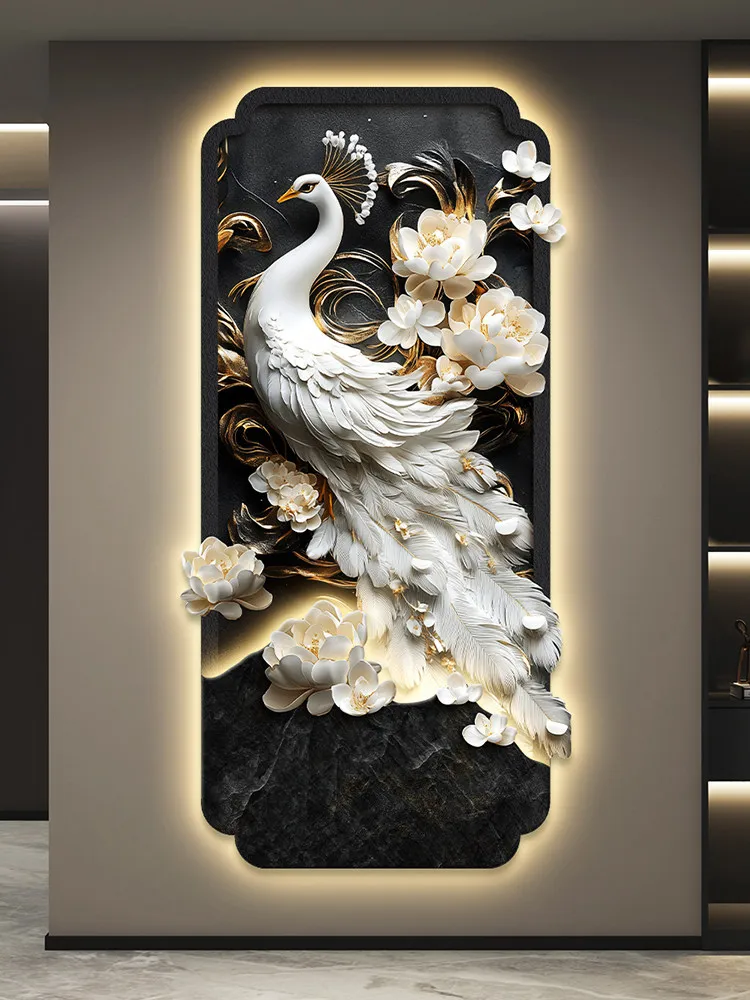 xx-Light Luxury Entrance Foyer Led Decorative Painting Peacock Home Decoration Living Room Sofa Bedroom Corridor Mural Light