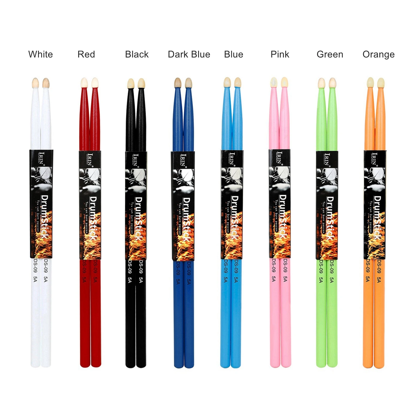 1 Pair Colorful Maple Wood Drum Sticks 5A 7A Music Band Drumsticks for Drum Practice and Stage Performance
