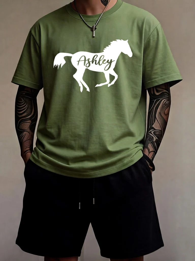 

A Free Running Horseprinting Men Soft 16 Color Beach Tees Set Cotton Sport Basics T Shirts Stretch Loose Summer Shorts Daily Tee