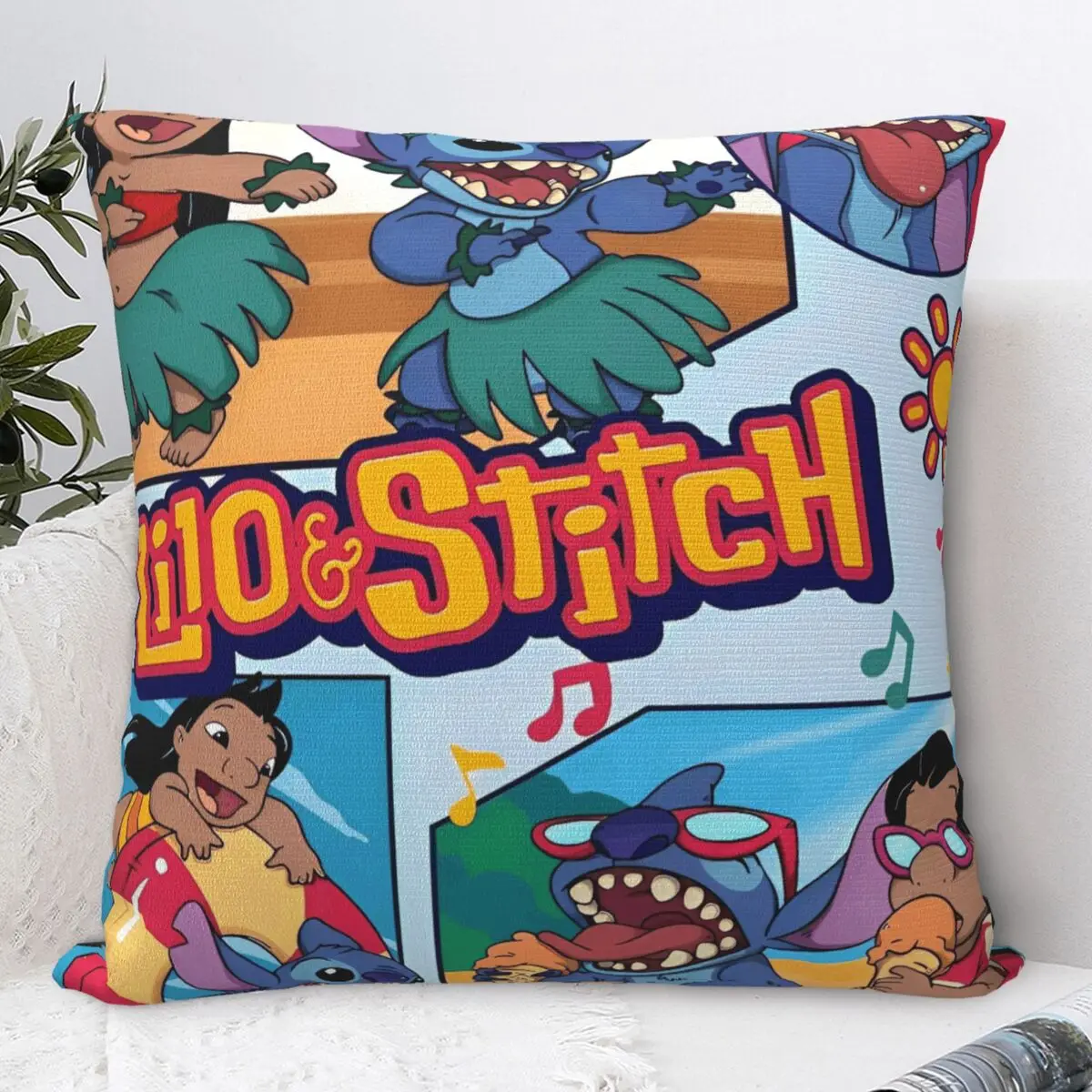 

Lio&Stitch Pillow Cover Kawaii Pillow Case For Sofa Bedroom Home Decor Cushion Cover Polyester Graphic Pillowcases Gift Idea