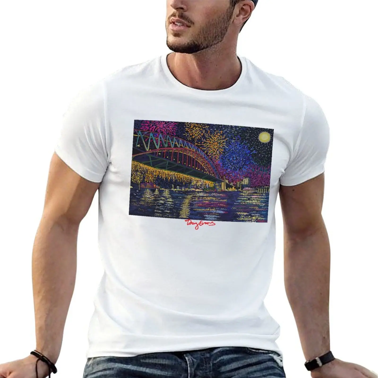 Sydney Harbour Night, New Years Eve Edition T-Shirt tees animal prinfor boys big and tall t shirts for men