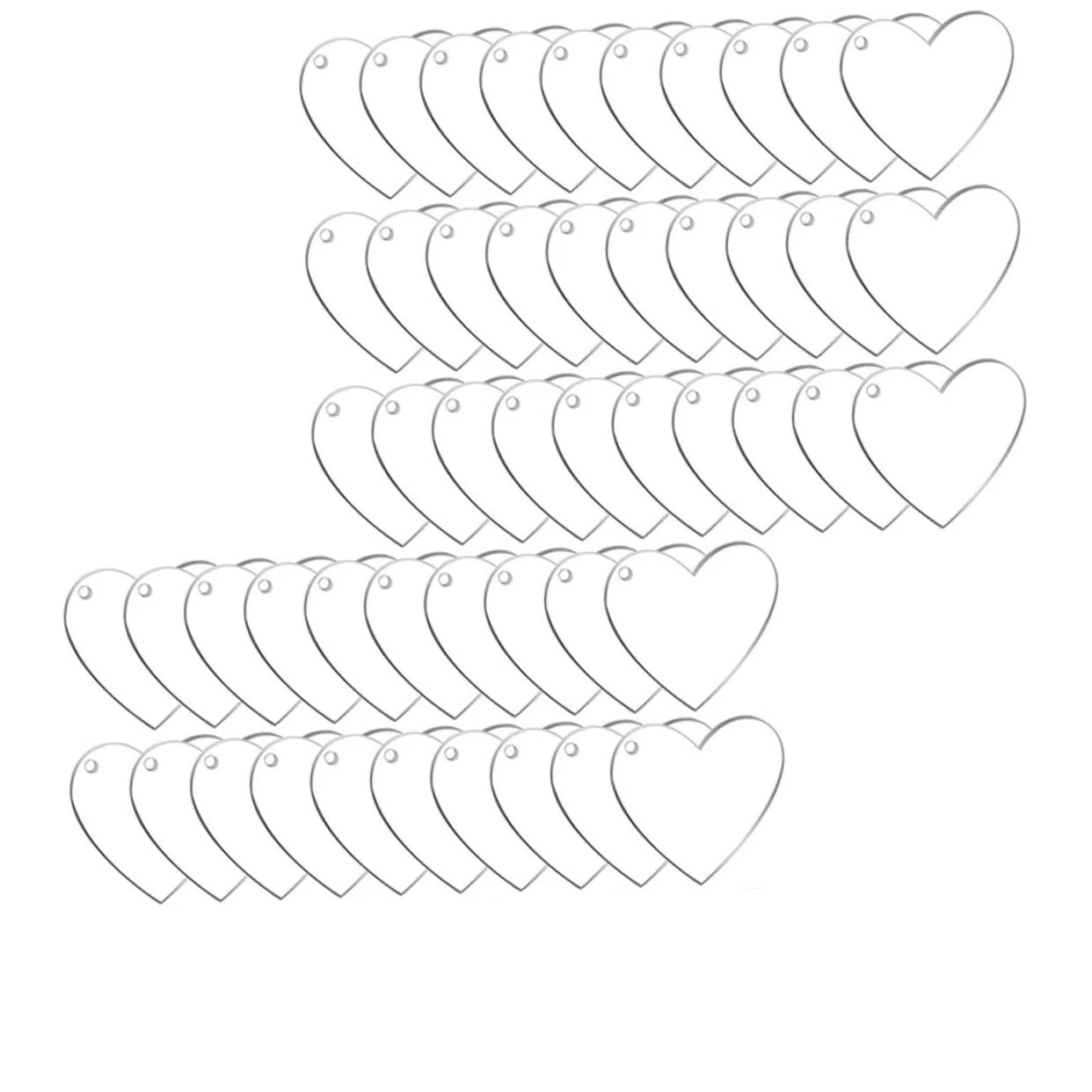 50pcs Clear Acrylic Blanks Discs Heart-Shaped Acrylic Blank Keychains Bulk for Keychain Pendant DIY Jewelry Making