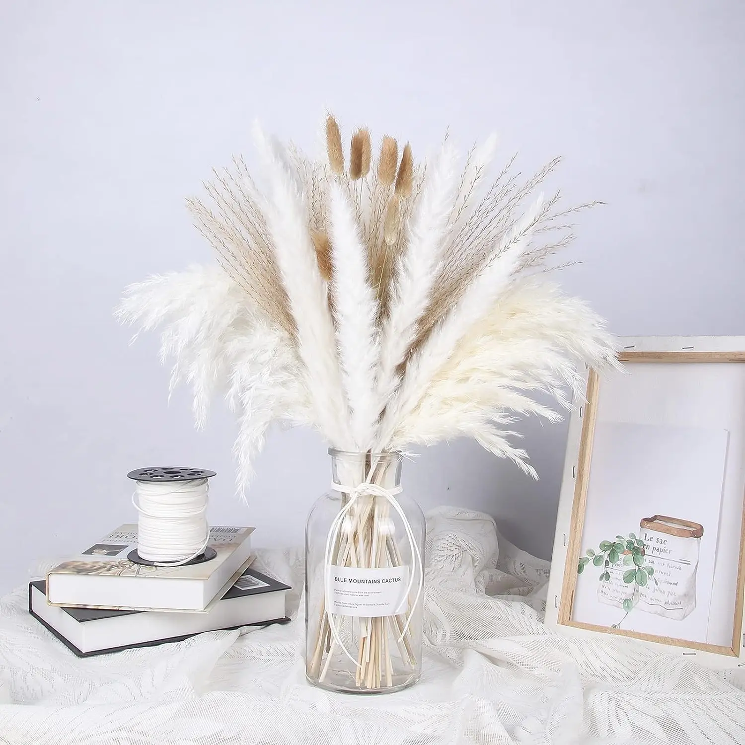 

Natural Dried Pampas Grass Boho Home Decor Bouquet Phragmites Dy Flowers Bouquet for Wedding Floral Arrangements Home Decoration