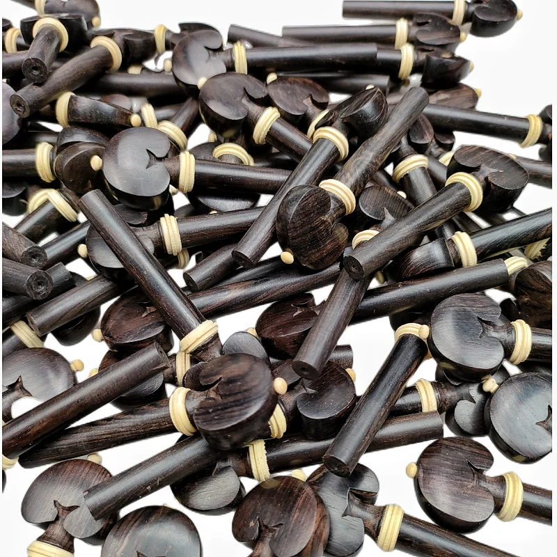 Natural Violin Pegs Pins Ebony Inlay boxwood Collar 4/4 Full Size Violin String Tuning Peg Keys Winder