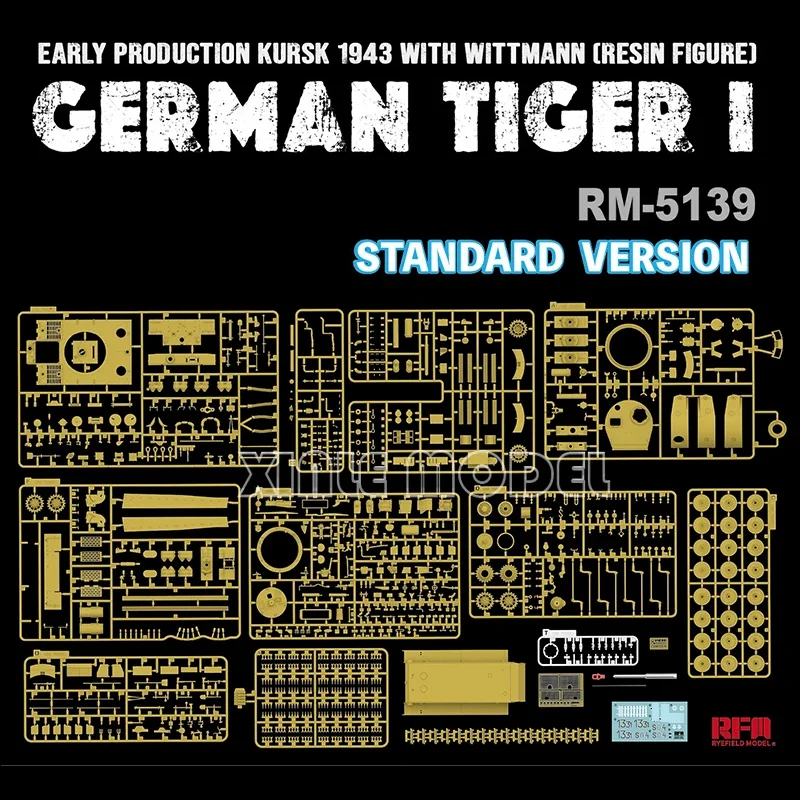 Ryefield โมเดลพลาสติกประกอบถังโมเดล Rm-5139 Tiger I Early Type พร้อม Wittmann เรซิ่นทหาร (รุ่นปกติ) 1/35